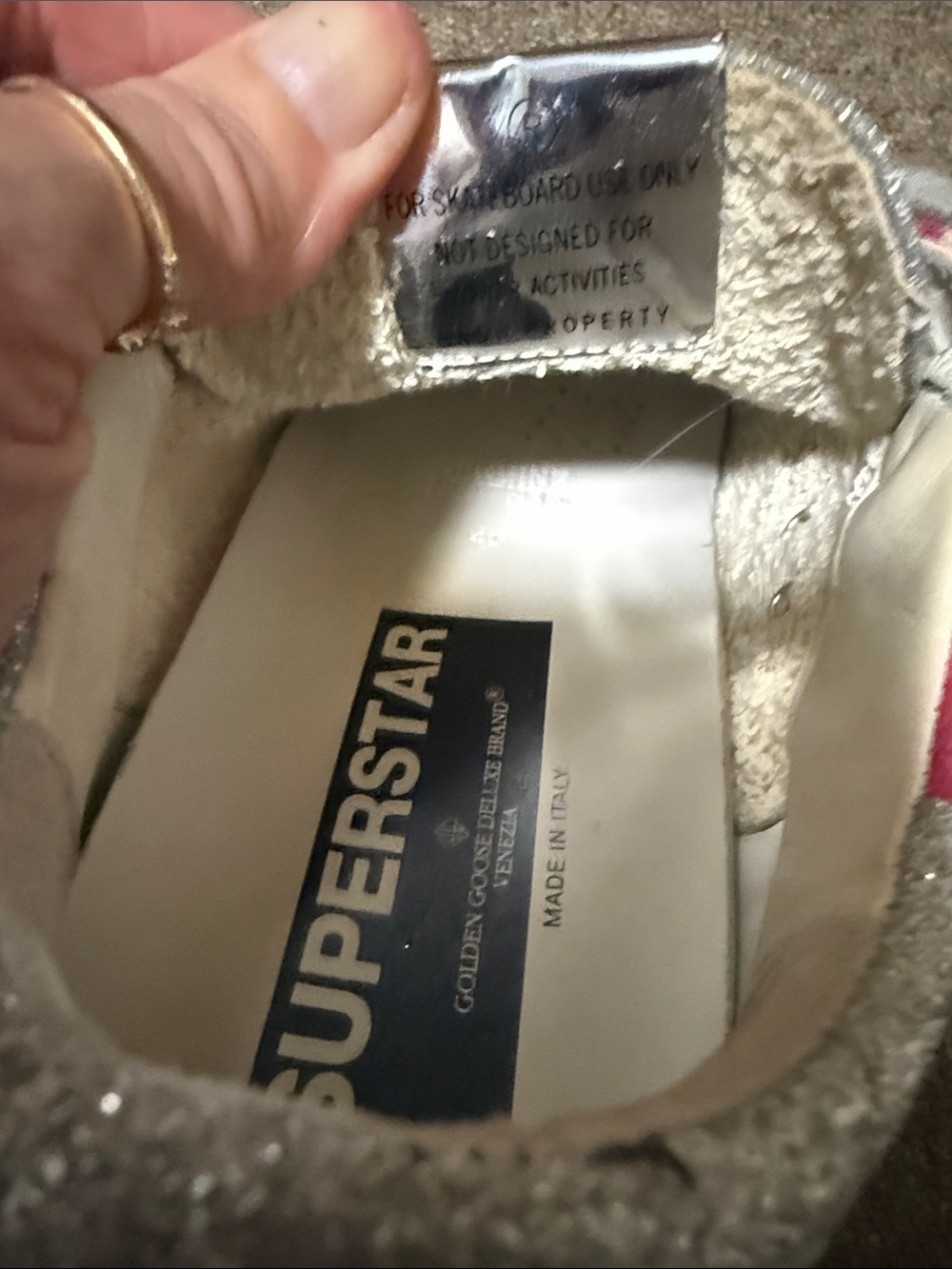Golden Goose Pink Camo Super-Star Sneakers with Silver Glitter - Picture 7 of 7